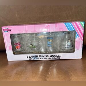 Cartoon Network Powerpuff Girls Beaker Mini Glass Set 4 Pack NEW NWT NIB
